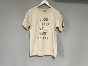 本物グッドウェアGoodwearコットンプリント半袖TシャツメンズサーフアメカジミリタリーワークビジネススーツモードベージュSアメリカ製