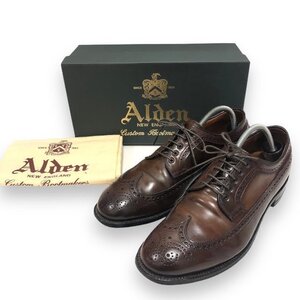 ▼【Alden】オールデン 58874 125周年 UA限定 ダークブラウン コードバン ロングウィングチップシューズ サイズ9D USA製 シューズ 革靴 紳