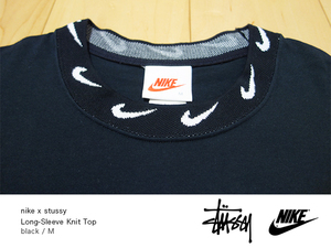 ◆ 美中古 M NIKE x STUSSY Long Sleeve Knit Top Black ◆ ナイキ × ステューシー ロン T 長袖 シャツ ブラック CT4314 - 010 黒