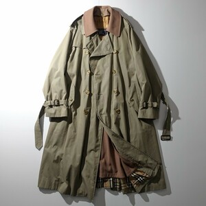 Trench21 一枚袖 BURBERRY トレンチコート 玉虫カーキ 英国イングランド製 フルセット 襟ライナー ノバチェック バーバリー86年製 EXLONG56