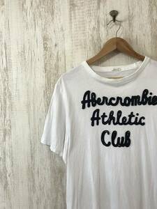 957☆【立体ワッペンロゴTシャツ】アバクロンビー＆フィッチ 白 XL