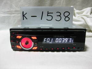 K-1538　Carrozzeria　カロッツェリア　DEH-360　MP3　フロント AUX　1Dサイズ　CDデッキ　故障品