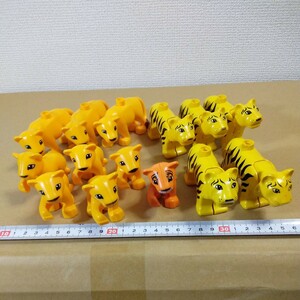 レゴデュプロ トラ ライオン 虎 フィグ 人形 動物 13点セット 未チェック 詳細不明 ジャンク扱い まとめて 大量