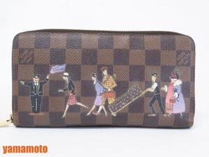 送料無料 LOUIS VUITTON ルイヴィトン ダミエ イリュストレ ジッピーウォレット ラウンドファスナー財布 プリント 2011年 N63004