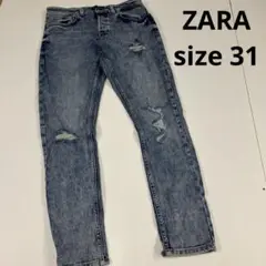 ZARA Man クラッシュデニム　ダメージ加工　ストレッチ　ケミカル　古着