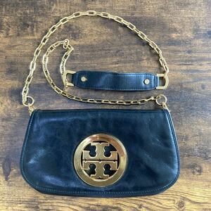 トリーバーチ ショルダーバッグ チェーンショルダー TORY BURCH レザー 革 ゴールド 黒 ブラック 美品