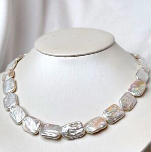 綺麗！虹色！バロックネックレス41cm 16mm pearl necklace jewelry 天然バロックパール　 本真珠ネックレス