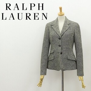 美品 国内正規品◆RALPH LAUREN ラルフローレン ヘリンボーン柄 ウール ツイード 3釦 ジャケット 7