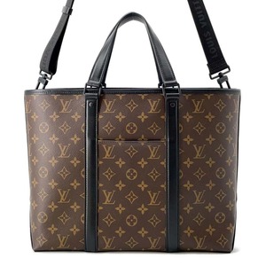 ルイヴィトン トートバッグ モノグラム・マカサー ウィークエンド M45734 2wayショルダーバッグ LOUIS VUITTON ブラック 黒 【安心保証】