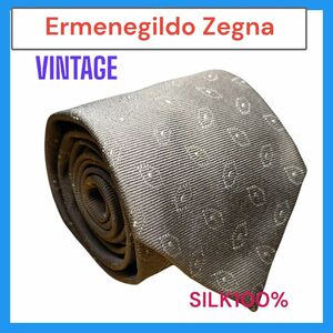 VINTAGE Ermenegildo Zegnaネクタイ ゼニアSILK100% ドット柄 グレー色 019