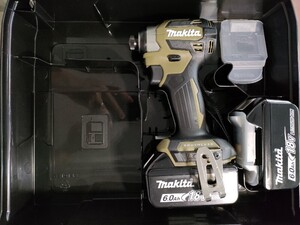 ☆【1円スタート】マキタ(Makita) 充電式インパクトドライバ 18V6Ah マキタ純正バッテリ2本・ケース付 充電器別売 TD173DXO　未使用