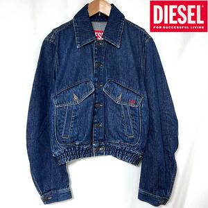 DIESEL ディーゼル DE-TRACY Bomber Jacket デニム ボンバー ジャケット Gジャン D刺繍 レディース S インディゴ