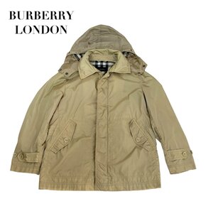 中古 バーバリーロンドン BURBERRY LONDON ナイロンジャケット フーディ 薄手 ベージュ ノバチェック柄 折りたたみ可 メンズ Mサイズ