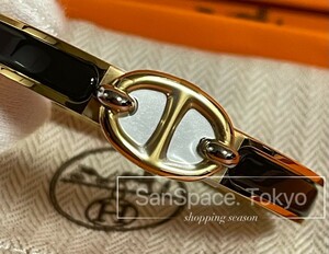 新品 エルメス ミニ・クリック/シェーヌ・ダンクル ブラック ゴールド ブレスレット Hermes Mini Clic Chaine d