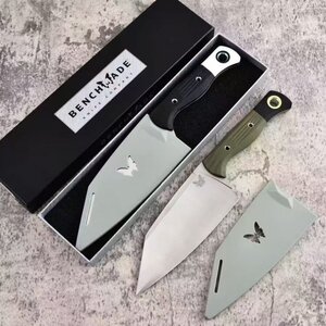 Benchmade 刃厚2.5mm 超高品質 アウトドアナイフ 包丁 グリーン 薪割り シース付き キャンプ 釣り ハイキング 野外登山