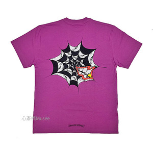 ≪新品≫ クロムハーツ クルーネック Tシャツ マッティ スパイダーウェブ バックプリント パープル Lサイズ 紫 Chrome hearts Tshirts