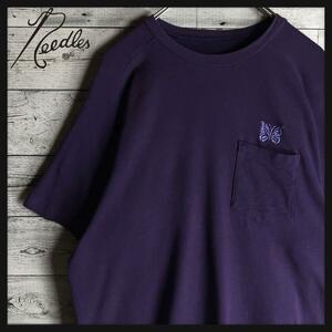 【希少デザイン】ニードルス☆パピヨン刺繍ロゴ入りポケットTシャツ