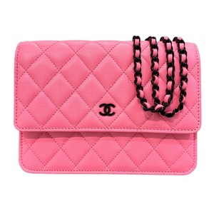 シャネル CHANEL マトラッセチェーンウォレット AP3745 ピンク ラムスキン ウォレットチェーン 中古