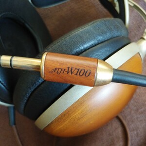 AUDIO TECHNICA オーディオテクニカ ATH-W100 ヘッドホン 天然木 木目　ウッド　wood　本革パッド シープ ／　victor denon wp 900 1000