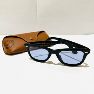 【GMF-1954】【1円～】Ray Ban サングラス WAYFARER RB2140-F 901/64 52□22 150 1N ポリッシュドブラック レンズブルー レイバン