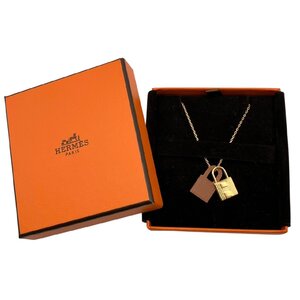 極美品 HERMES エルメス O’Kelly オーケリー ペンダントPM ネックレス アクセサリー Y刻印 スイフト レザー GP ゴールドカラー×ブラウン