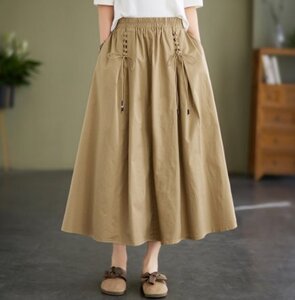 ロングスカート 無地 シンプル カジュアル かわいい ボトムス お出かけ 2XL 色品番2