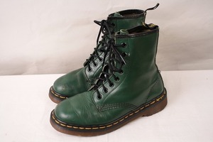 美品 英国製 ドクターマーチン UK4/22.5cm-23.0cm/8ホール 緑 グリーン イングランド製 ブーツ dr.martens レディース 中古 dh2797