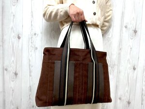 極美品 HERMES エルメス トロカホリゾンタル MM トートバッグ ハンドバッグ バッグ キャンバス 茶 A4収納可 メンズ 78902Y