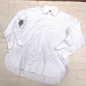 1669◎ 三陽商会 BURBERRY LONDON バーバリー トップス シャツ 長袖 ストライプ ホワイト ライトブルー メンズLL