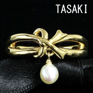 【田崎真珠】TASAKI イニシャル パール 真珠 18金 K18 YG イエローゴールド リング 指輪