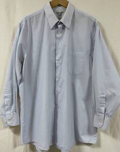 閑散期sale VAN HEUSEN 白に水色のピンストライプ 長袖レギュラーカラーシャツ 17 1/2 XL (US-FIT)訳アリ輸入古着シャツ 特価セール E-464 