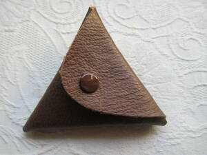 手作り 本革製三角財布 コインケース 小銭入れ 茶