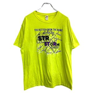 FRUIT OF THE LOOM 半袖 プリント Tシャツ エルサイズ フルーツオブザルーム ネオンイエロー 古着卸 アメリカ仕入 t2409-4127