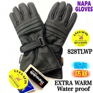 送料無料★NAPA GLOVES ナパ 鹿革 防水 防寒 ガントレット シンサレート グローブ 828TLWP-M ブラック 黒 3Mシンサレート100g 裏地付