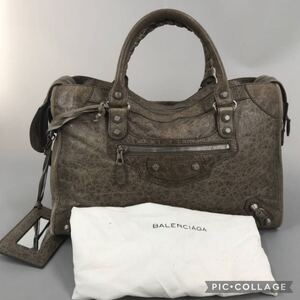 1円【至高の逸品】BALENCIAGA バレンシアガ ハンドバッグ 2way トートバッグ ショルダー レザー ザ シティ THE CITY ブラウン系 ミラー付 