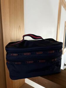 LeSportsac　レスポートサック バニティポーチ　ネイビー　紺　赤　美品