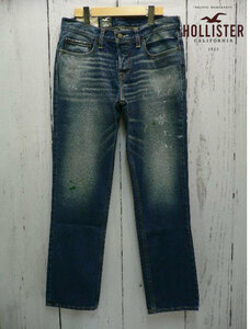 送料無料★31×30 ホリスター ペイントデニム スリムストレート HOLLISTER SLIM STRAIGHT 331-380-0348-026 アメリカ直営店購入(8387)