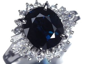 KK13918T【1円～】新品【RK宝石】≪Sapphire≫ 極上非加熱サファイア 大粒2.81ct! 極上ダイヤモンド 総計0.54ct Pt900 高級リング ダイヤ