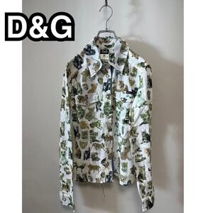 D&G ドルガバ　シャツ　カッターシャツ　Yシャツ　アニマル　ブラウス　長袖XS