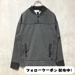 古着 used　長袖ハーフボタンスウェット　トレーナー　ワンポイントロゴ刺繍　ノームコア　ダークグレー　秋冬服