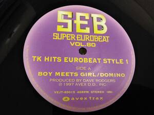 ◇◇TK HITS EUROBEAT STYLE 1 - DOMINO / BOY MEETS GIRL - VIRGINELLE / BODY FEELS EXIT アナログ