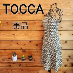 TOCCA◆美品 ベアトップ ドレスワンピース フレア 花柄総刺繍 サイズ1