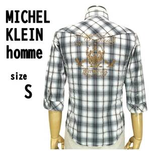 【S(44)】MICHEL KLEIN homme メンズ チェック シャツ