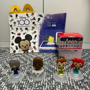 Disney100 ハッピーミール マクドナルド ディズニー100周年 アメリカ ハッピーセット フィギュア アリエル ピーターパン チューバッカ 4体