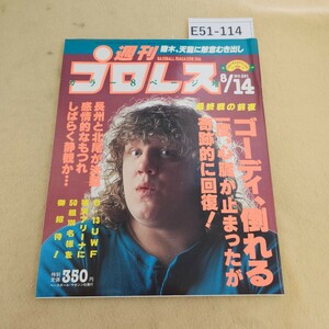 E51-114 週刊プロレス No.391 1990年 8/14号 ページ焼け有