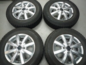 溝あり! 13×4.00B PCD100 & 145/80R13 BS VRX スタッドレス 4本 中古 ミラ アルト ワゴンR ムーヴ スペーシア タント モコ