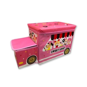 座れる・収納力あるストレージボックス ピンク 収納ボックス 収納BOX おもちゃ箱 スツール かわいい インテリア 収納 子ども