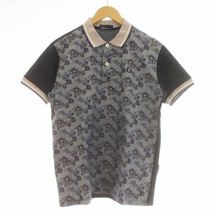 フレッドペリー FRED PERRY ポロシャツ 半袖 花柄 L 紺 ネイビー /KQ メンズ