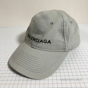 1000円〜　 BALENCIAGA バレンシアガ　ロゴ 刺繍　 キャップ 帽子　グレー　サイズL 58cm 送料無料　