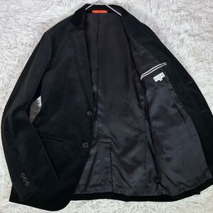 美品【希少!XLサイズ】Paul Smith LONDON ポールスミス テーラードジャケット ベロア ベルベット 黒 ブラック 2B 総裏 ドレス 秋冬 メンズ